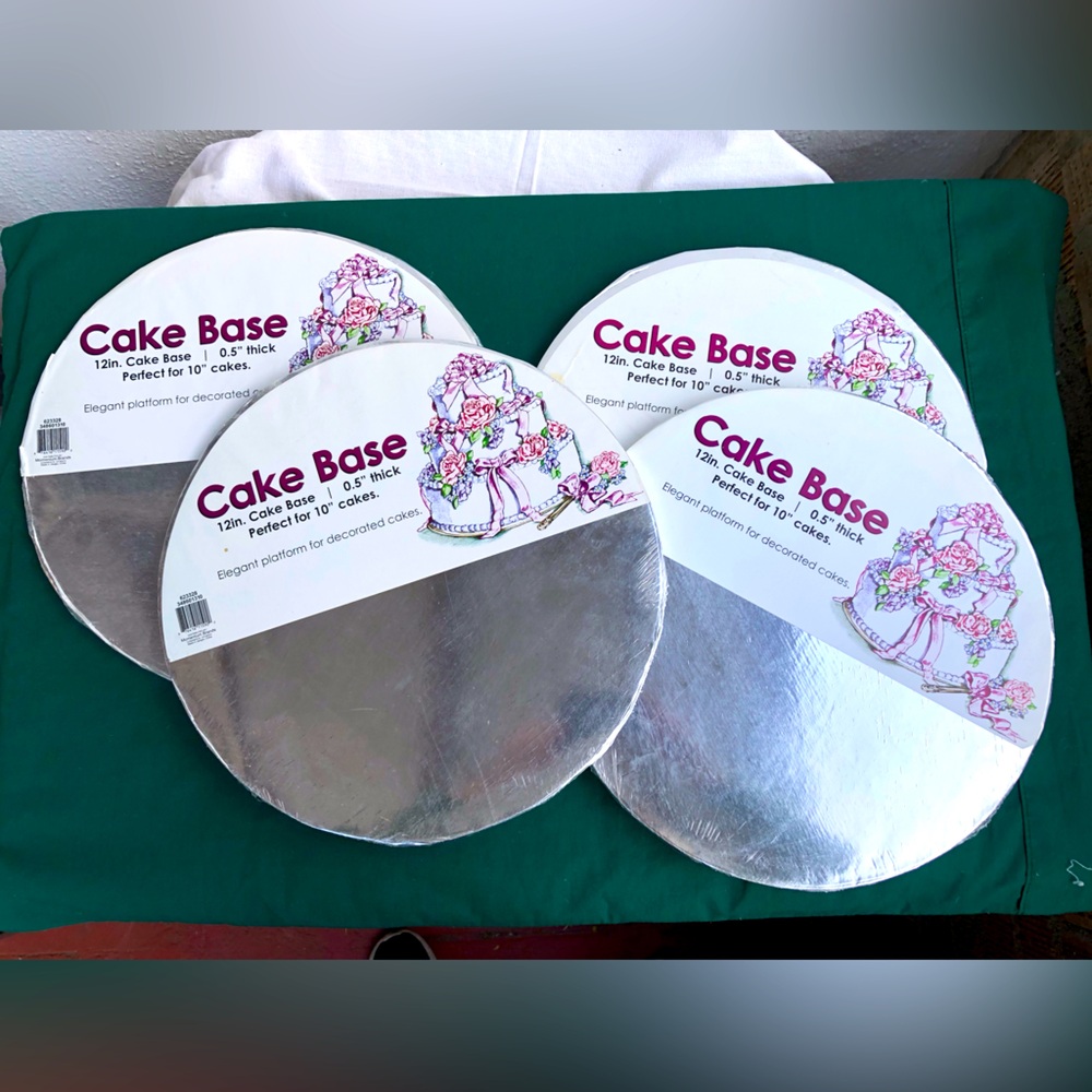 Silver Round 12" Cake Base 4 Set